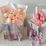 Túi giấy hình vuông hoa văn cao cấp sđựng bó hoa, hộp quà (1 chiếc) - THH0121