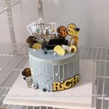 Set 10 que cắm chữ RICH, $ Vàng, que cắm bánh sinh nhật - QCB0055