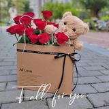 Túi chữ nhật ngang All Love đựng gấu và hoa (1 chiếc) - THH0146
