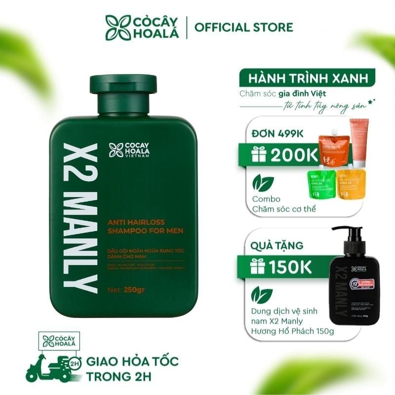 Dầu Gội Thảo Dược Cỏ Cây Hoa Lá Dành Cho Nam X2 Manly 250g Ngăn Ngừa Rụng Tóc