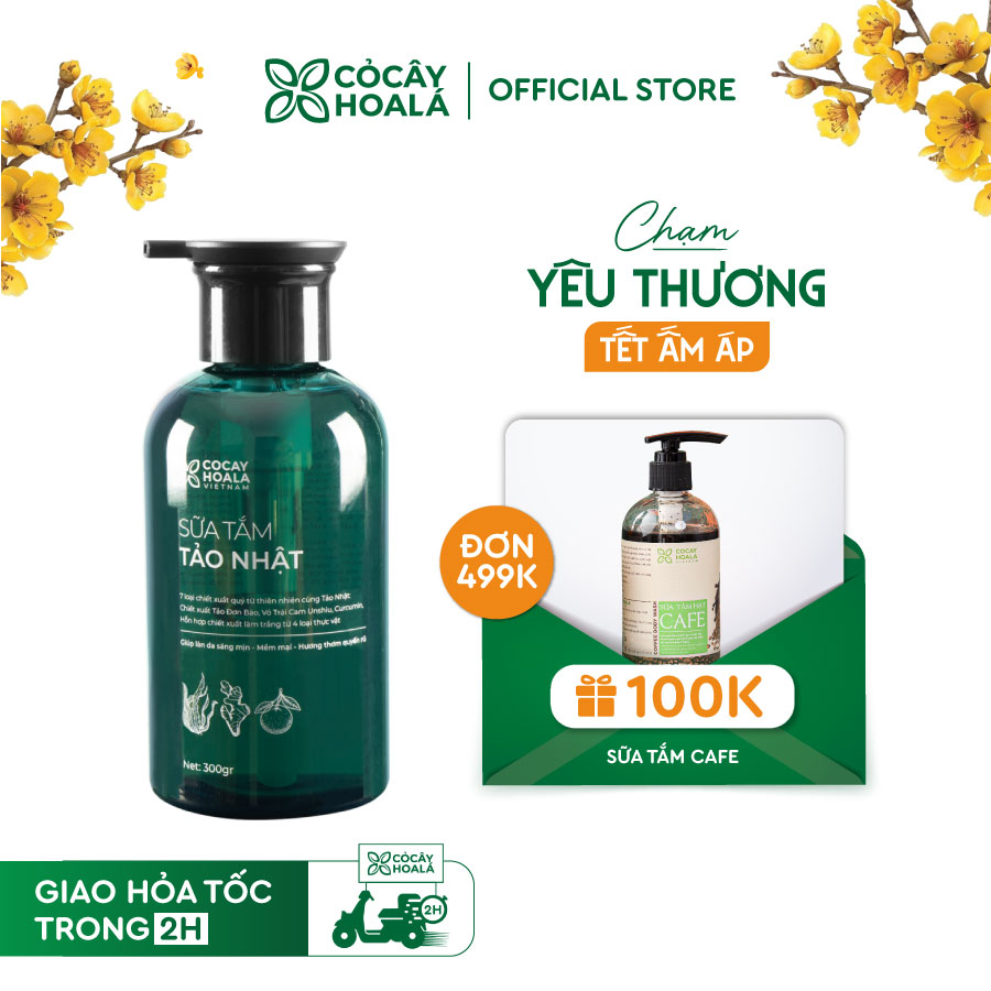 Sữa tắm Tảo Nhật Cỏ Cây Hoa Lá 300ml da trắng hồng bật tông