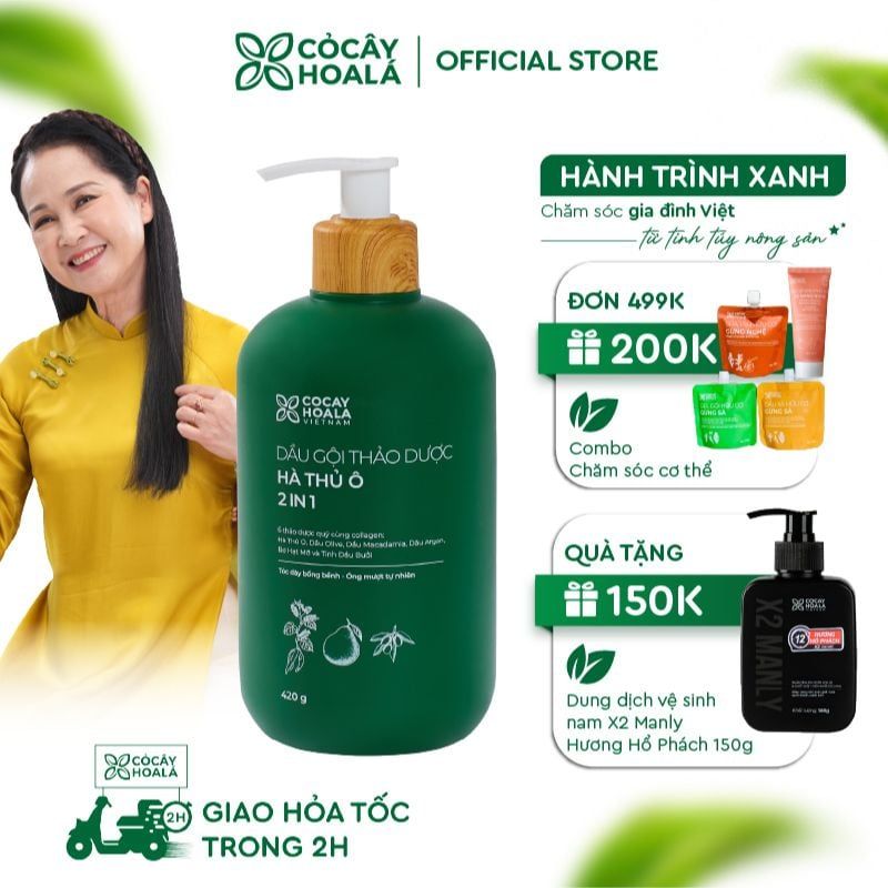 Dầu Gội Thảo Dược Hà Thủ Ô 2IN1 Cỏ Cây Hoa Lá 420G