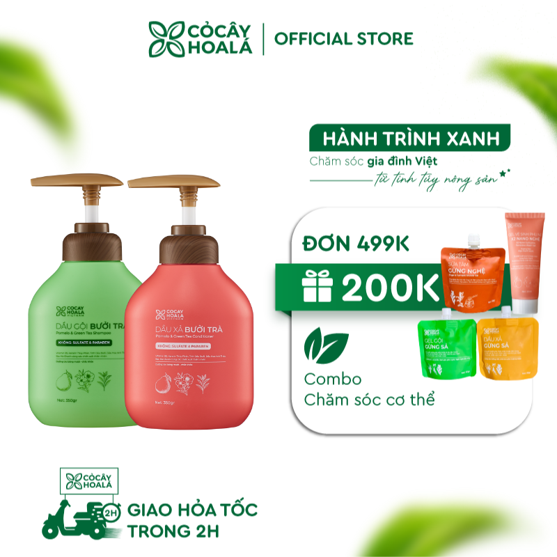 Combo Gội Xả Thảo Dược Bưởi Trà 350g
