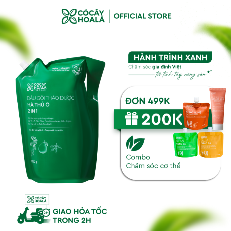 Dầu gội thảo dược Hà thủ ô 2in1 Cỏ Cây Hoa Lá 2000g