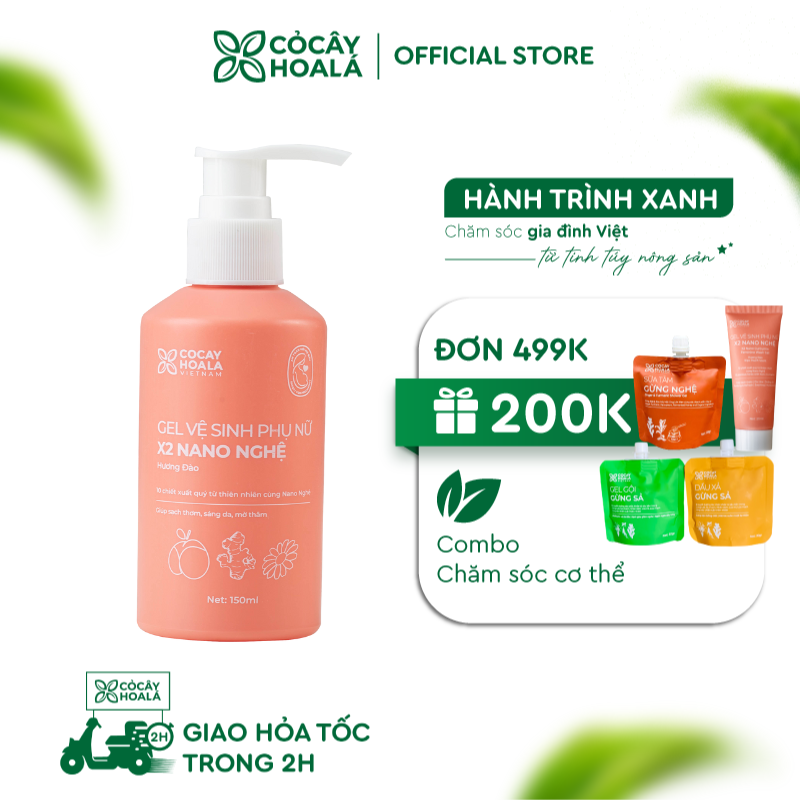 Gel vệ sinh phụ nữ X2 nano nghệ Cỏ Cây Hoa Lá 150ml