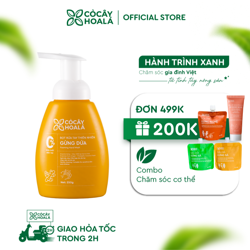 Bọt rửa tay thiên nhiên Gừng Dứa Cỏ Cây Hoa Lá 250g