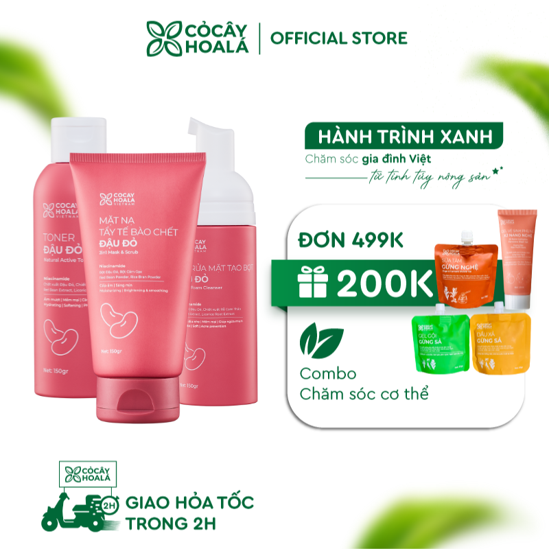 Combo Chăm Sóc Da Toàn Diện Đậu Đỏ Cỏ Cây Hoa Lá