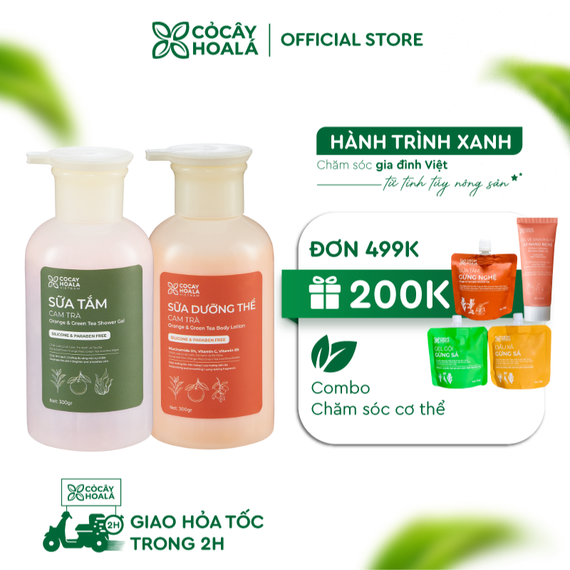 Combo Sữa Dưỡng Thể và Sữa Tắm Cam Trà Cỏ Cây Hoa Lá 300g