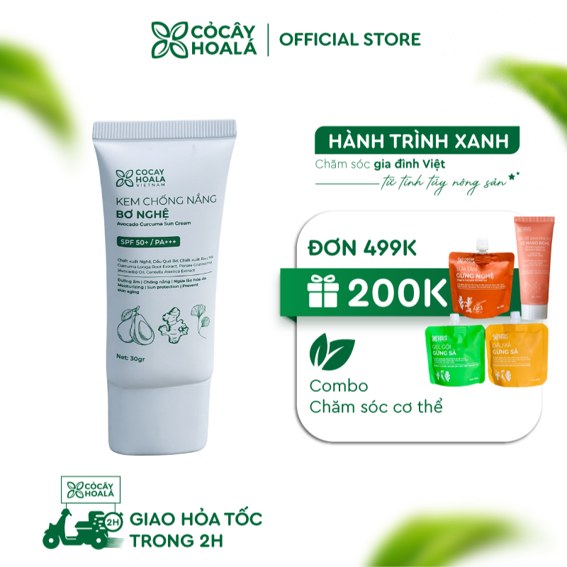 Kem chống nắng Bơ Nghệ Cỏ Cây Hoa Lá 30g