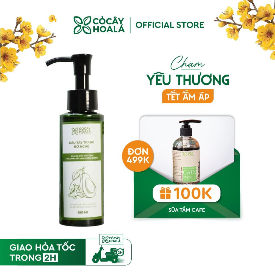 Dầu tẩy trang bơ nghệ Cỏ Cây Hoa Lá 100ml làm sạch sâu lớp trang điểm, bụi bẩn