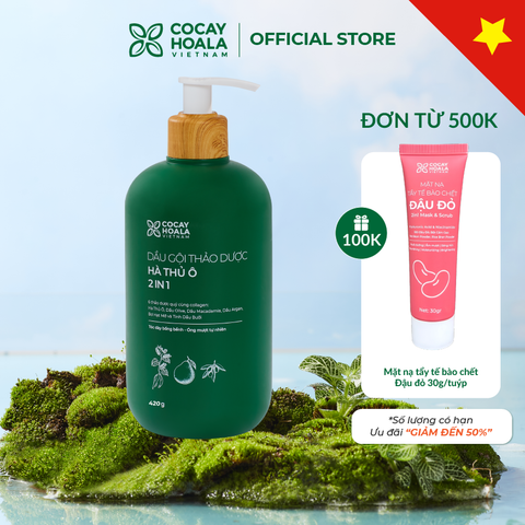 Dầu Gội Xả 2in1 Hà Thủ Ô COCAYHOALA VIETNAM - Dưỡng tóc đen mượt, bóng khỏe 420g/chai