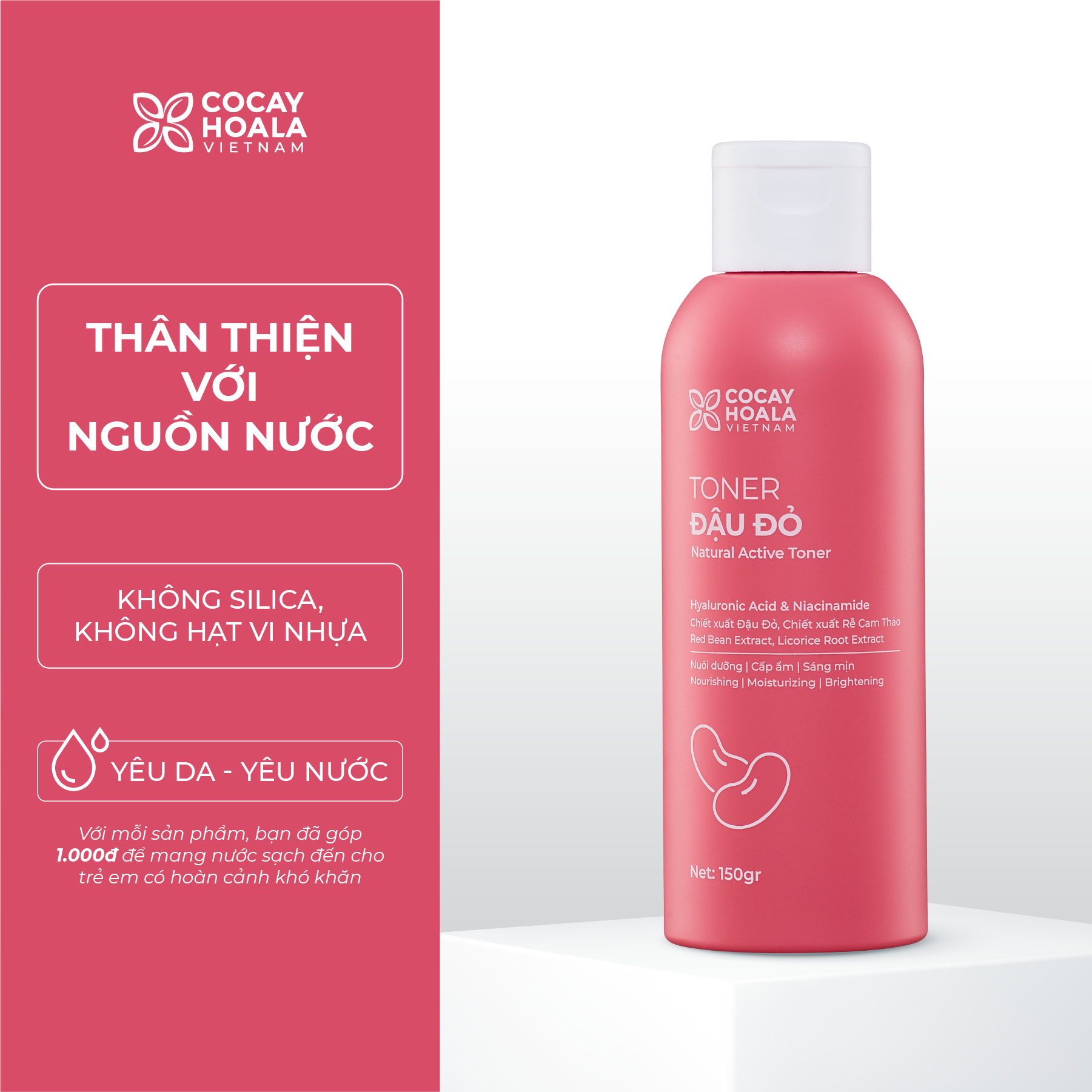 Toner Đậu đỏ Cỏ Cây Hoa Lá 150g Ẩm mượt, mềm mại, cân bằng pH