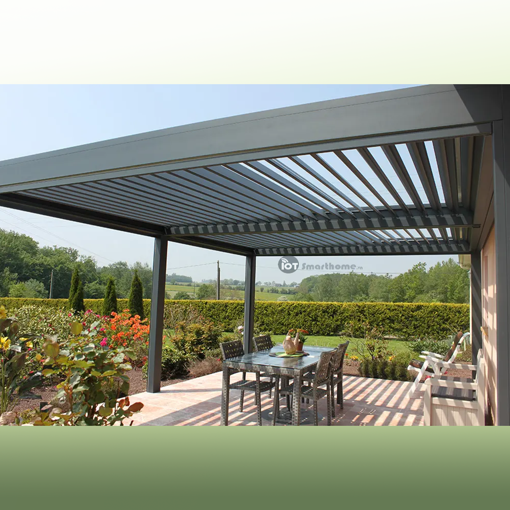 Mái nhôm xếp lật tự động 4x4-5-6m