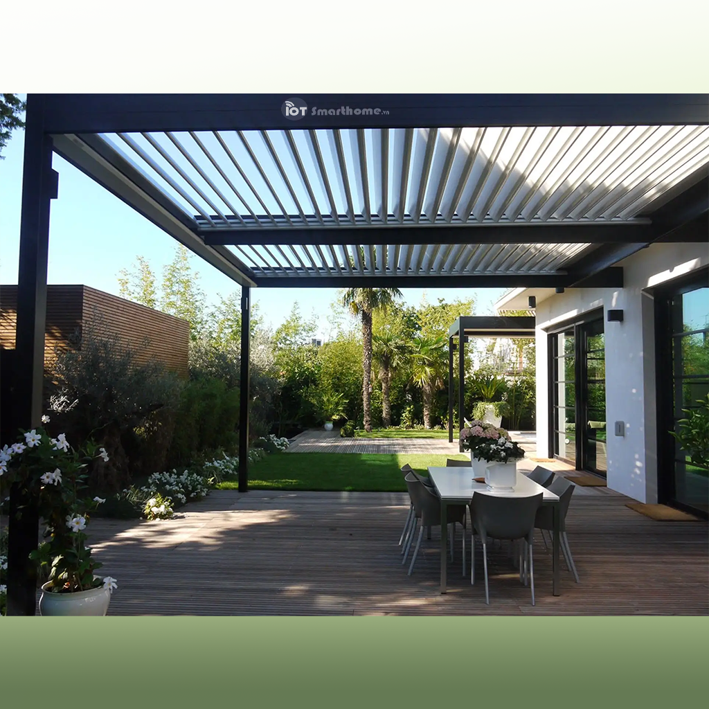 Mái nhôm xếp lật tự động 5x5-6 và 6x6m