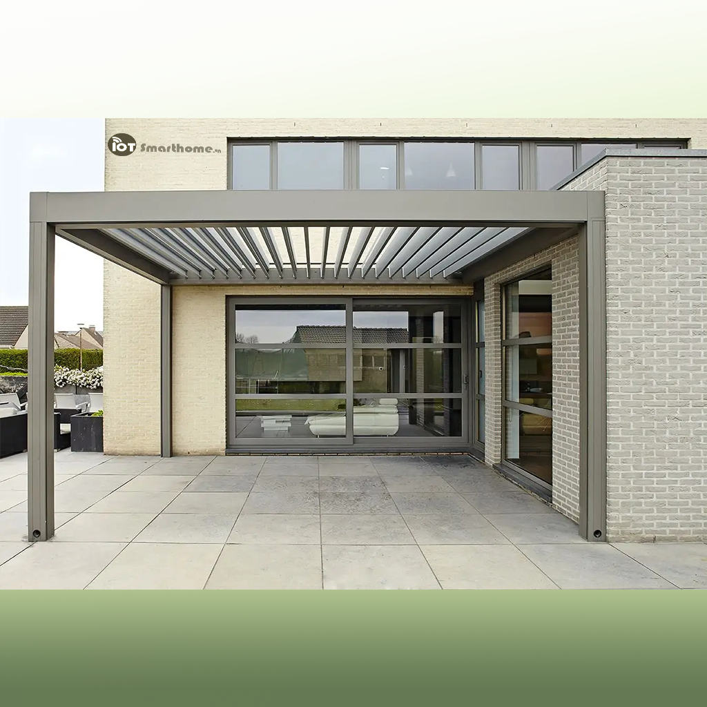 Mái nhôm xếp lật tự động 4x4-5-6m