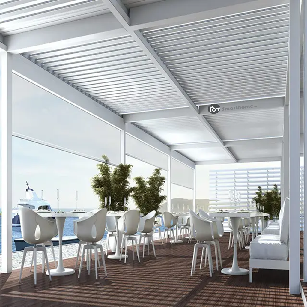 Mái nhôm xếp lật tự động kích thước tùy chỉnh dưới 24m2