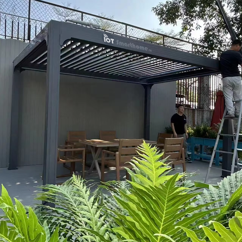 Mái nhôm xếp lật tự động 3x3-4-5-6m