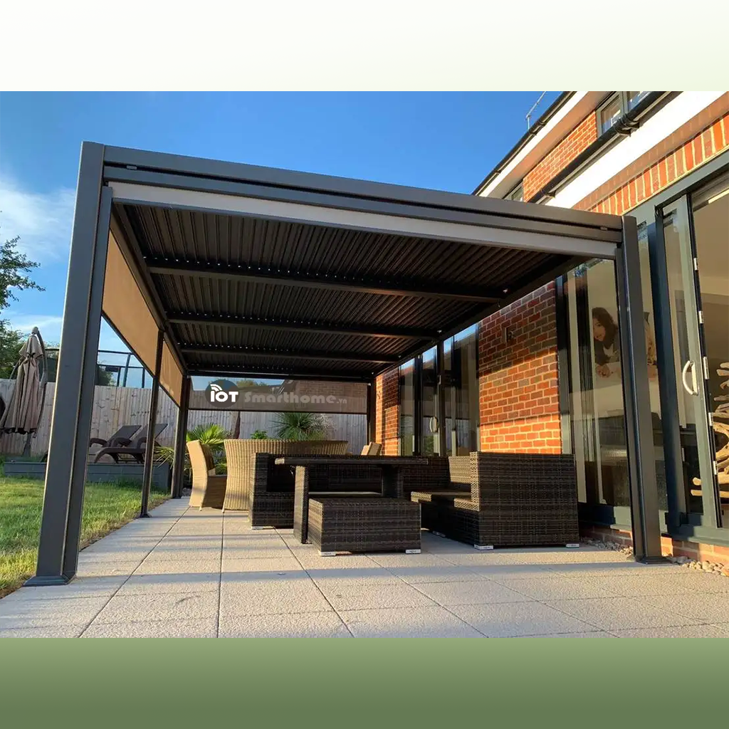 Mái nhôm xếp lật tự động 5x5-6 và 6x6m