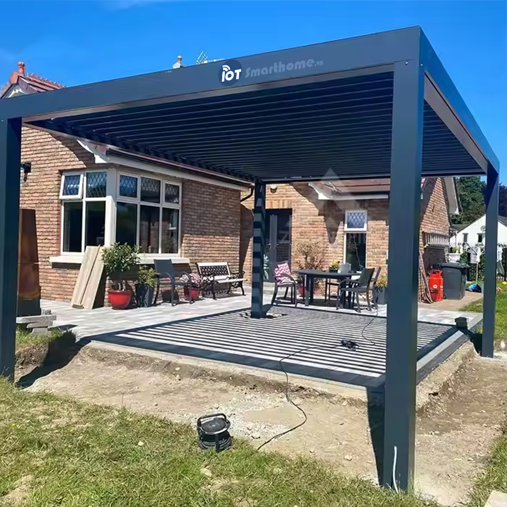 Mái nhôm xếp lật tự động 3x3-4-5-6m