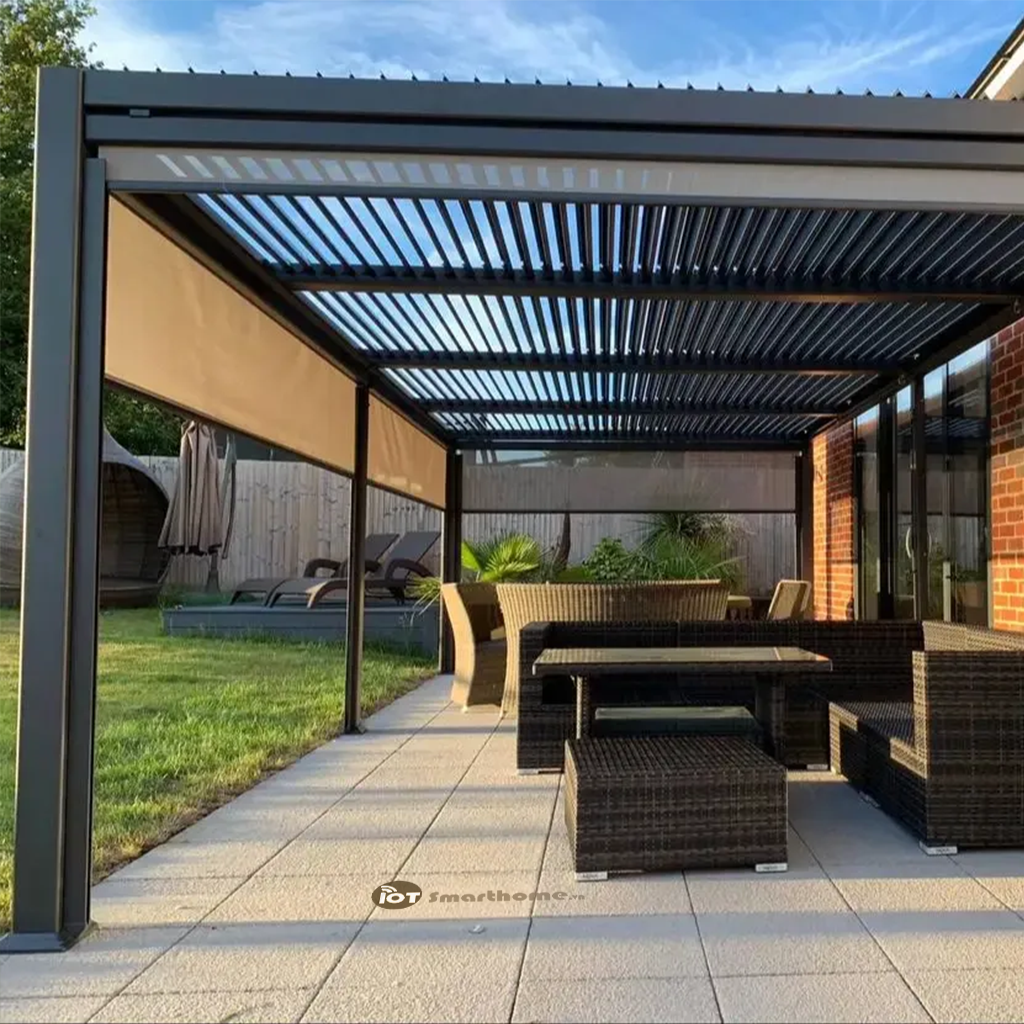 Mái nhôm xếp lật tự động 5x5-6 và 6x6m