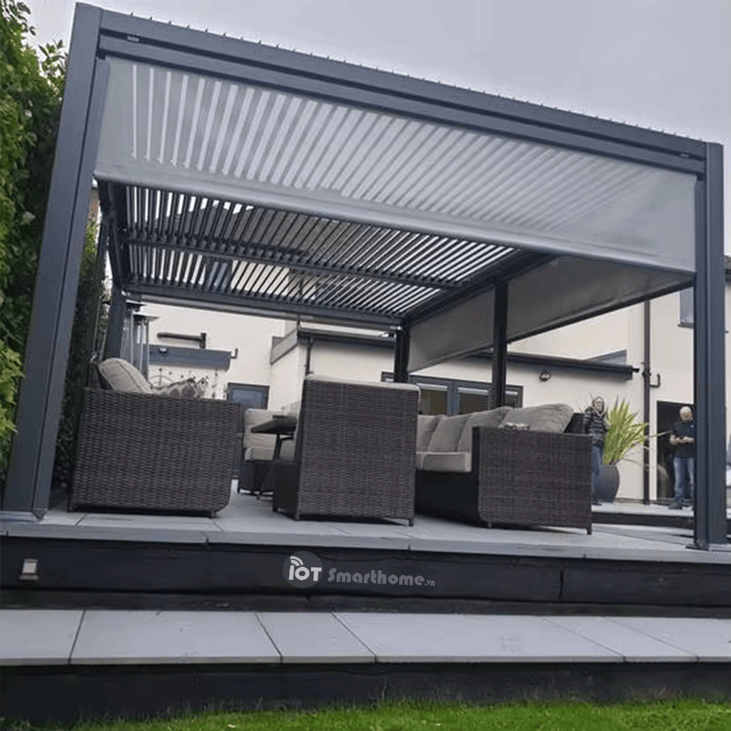 Mái nhôm xếp lật tự động 3x3-4-5-6m