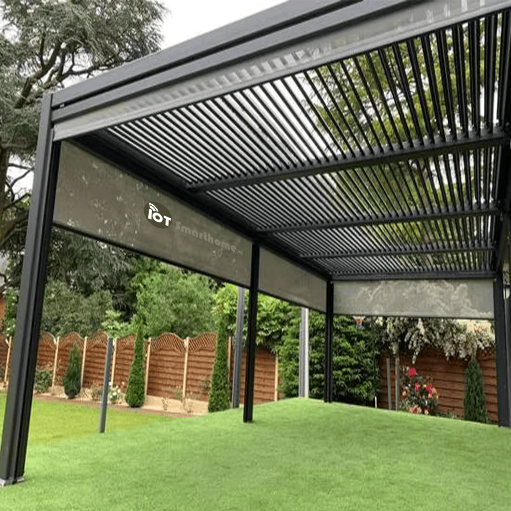 Mái nhôm xếp lật tự động 5x5-6 và 6x6m