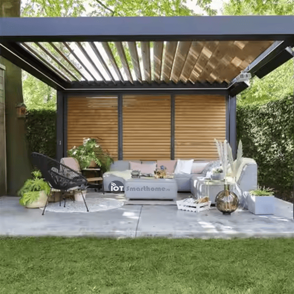 Mái nhôm xếp lật tự động 3x3-4-5-6m