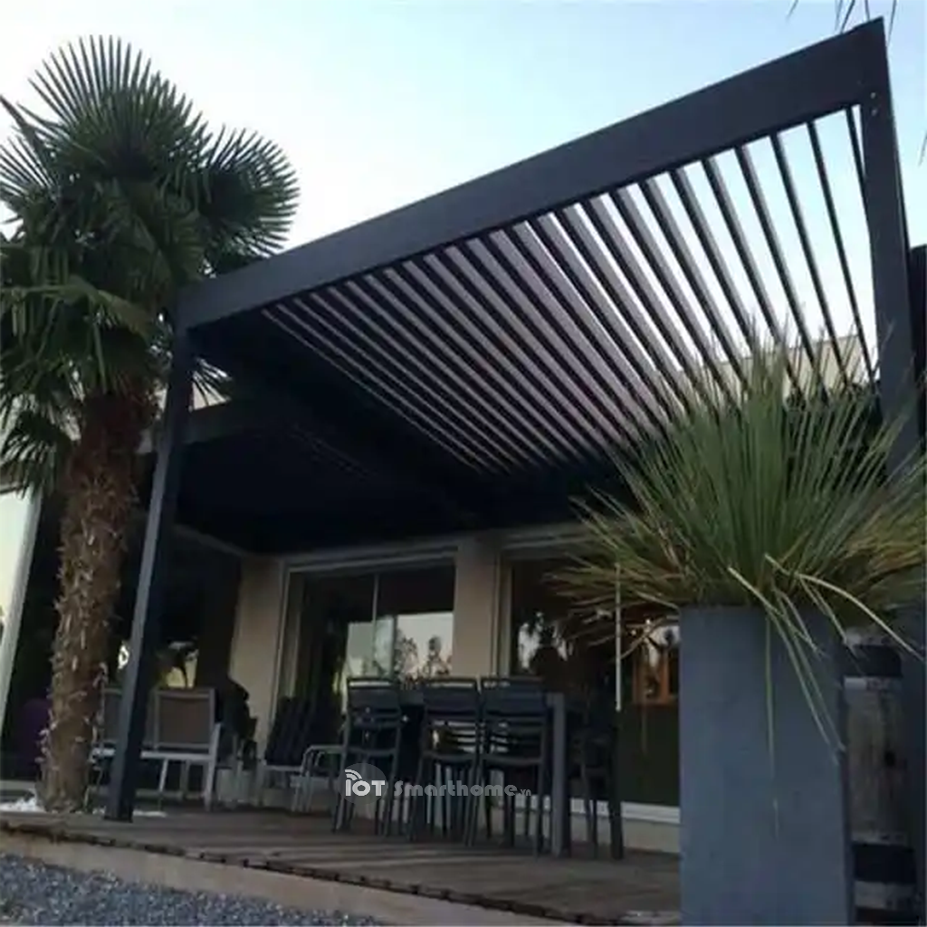 Mái nhôm xếp lật tự động 3x3-4-5-6m