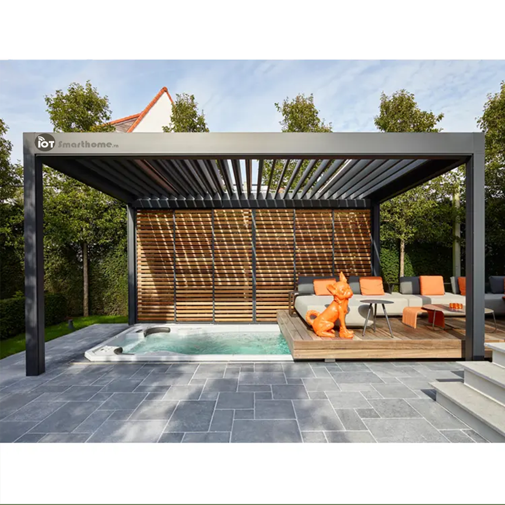 Mái nhôm xếp lật tự động 3x3-4-5-6m