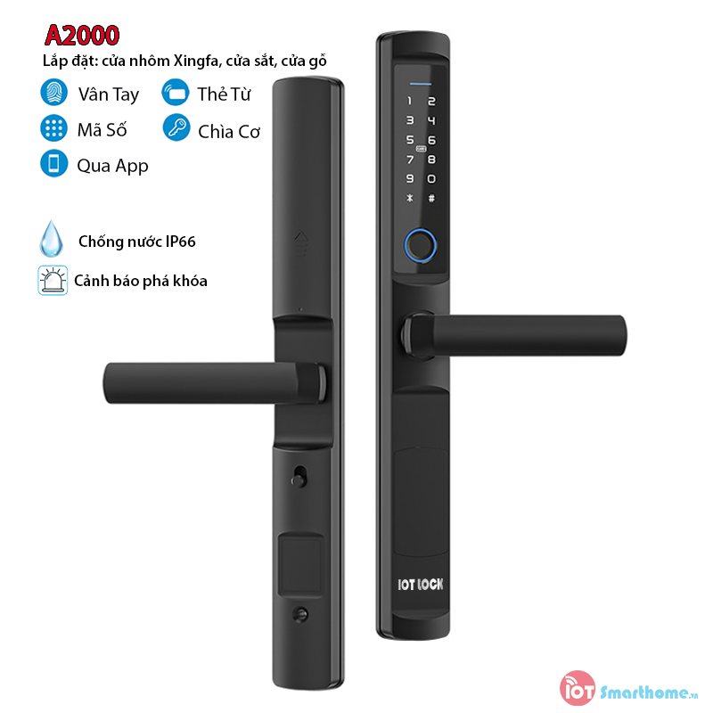 Khóa cửa nhôm IOT LOCK A2000-BL Wifi