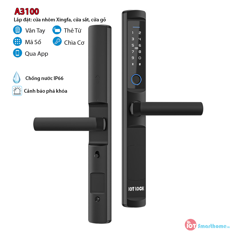 Khóa thông minh IOT LOCK A3100 lắp cửa nhôm