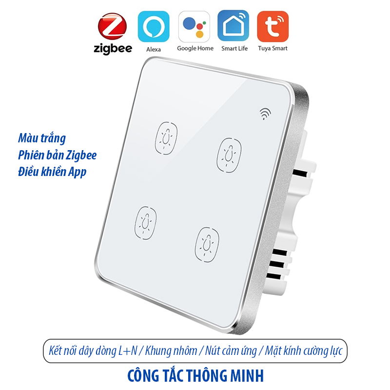 Công tắc thông minh Zigbee - màu trắng 4 kênh