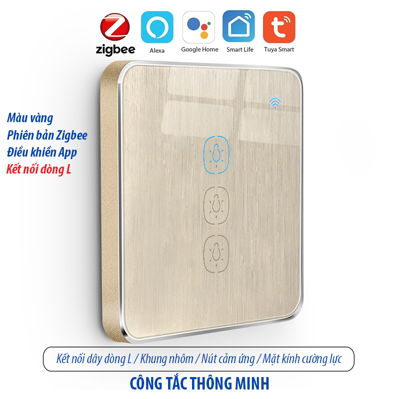 Công tắc thông minh kết nối Zigbee - màu vàng 3 kênh