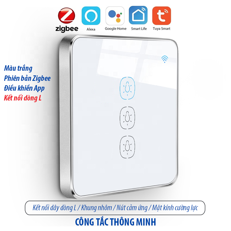 Công tắc thông minh kết nối Zigbee - màu trắng 3 kênh
