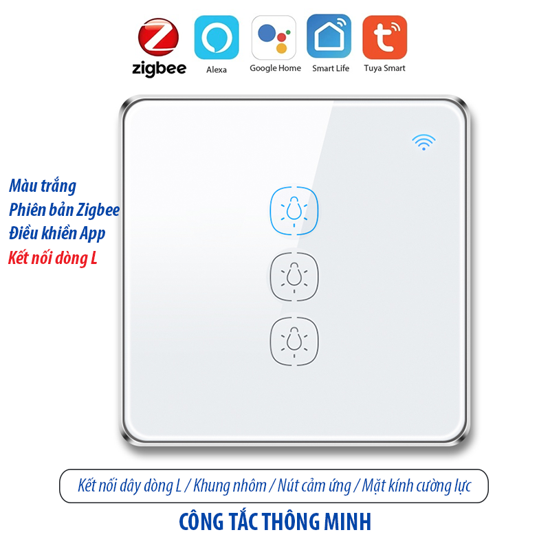 Công tắc thông minh kết nối Zigbee - màu trắng 3 kênh