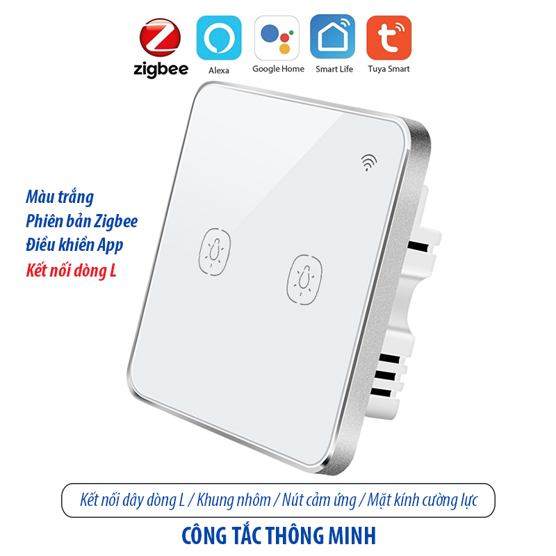 Công tắc thông minh kết nối Zigbee - màu trắng 2 kênh