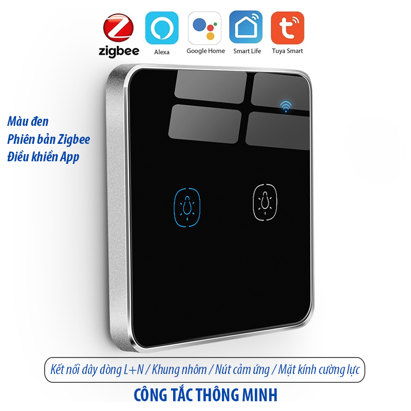 Công tắc thông minh Zigbee - màu đen 2 kênh