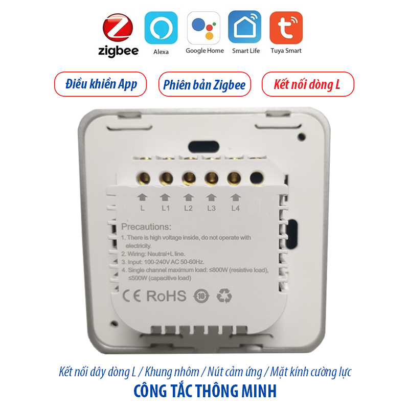 Công tắc thông minh kết nối Zigbee - màu trắng 3 kênh