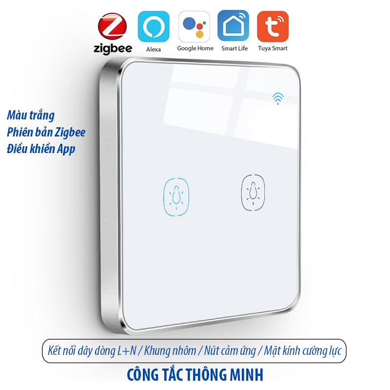 Công tắc thông minh Zigbee - màu trắng 2 kênh