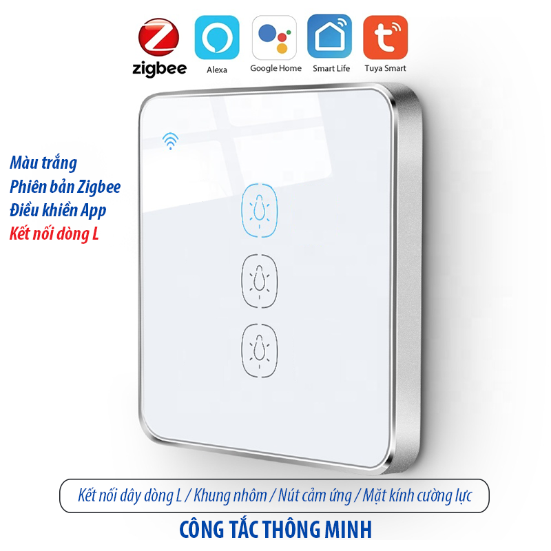 Công tắc thông minh kết nối Zigbee - màu trắng 3 kênh