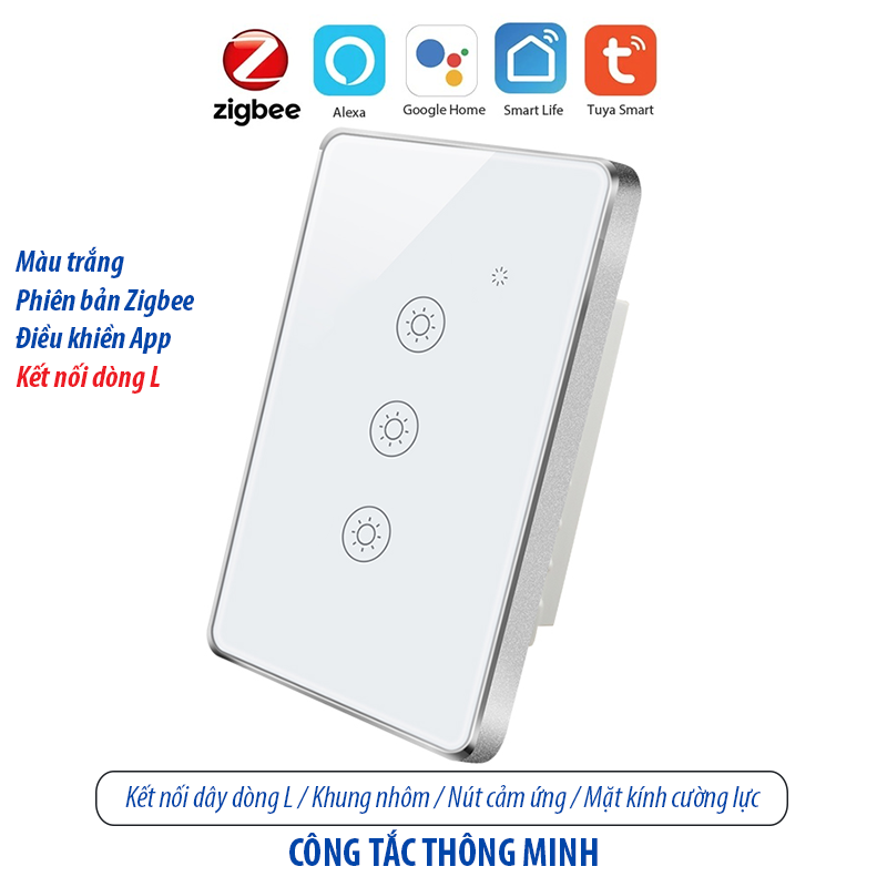 Công tắc thông minh kết nối Zigbee - màu trắng 3 kênh - loại 120