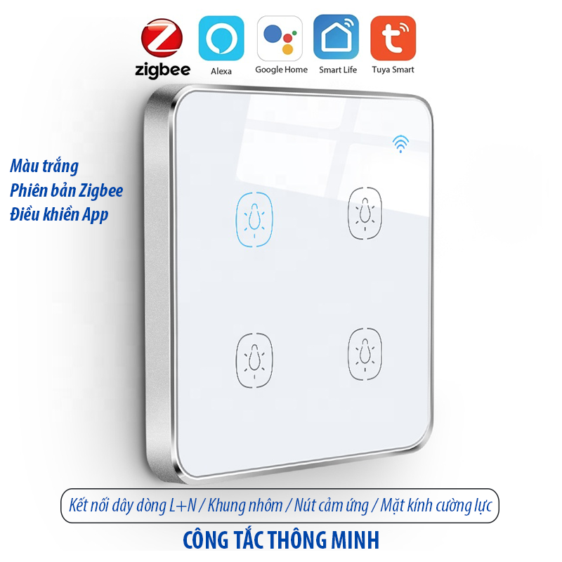 Công tắc thông minh Zigbee - màu trắng 4 kênh