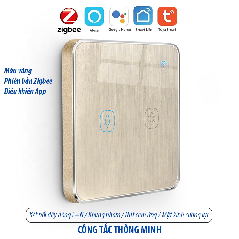 Công tắc thông minh Zigbee - màu vàng 2 kênh