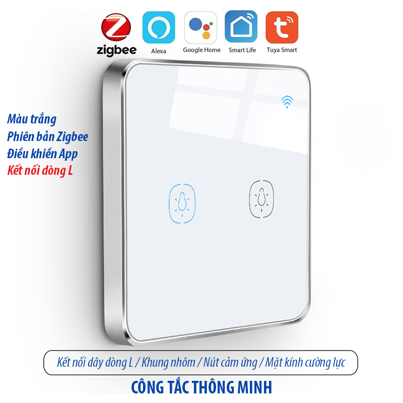 Công tắc thông minh kết nối Zigbee - màu trắng 2 kênh