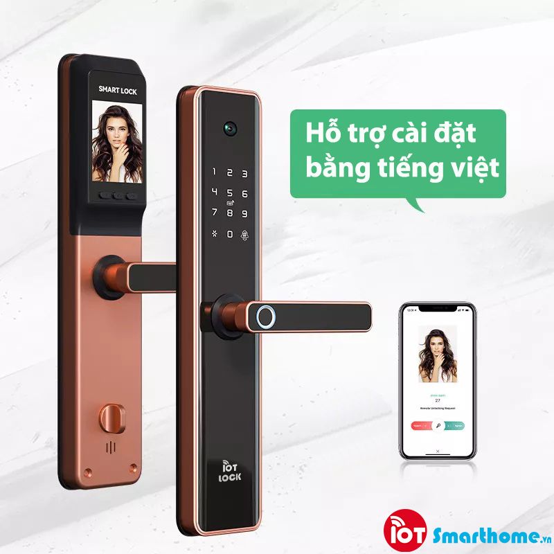 Khóa thông minh IOT LOCK F1000-BR Wifi camera và chuông cửa.