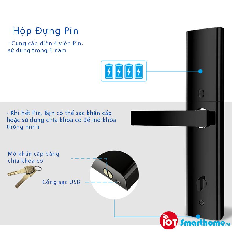 Khóa từ thông minh IOT LOCK D3000 cửa chính Wifi