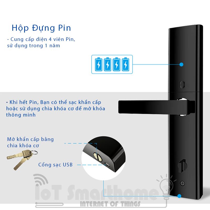 Khóa từ thông minh IOT LOCK D3000 cửa chính Wifi