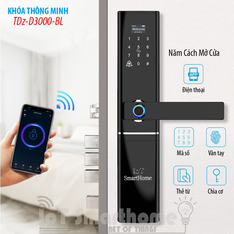 Khóa từ thông minh IOT LOCK D3000 cửa chính Wifi