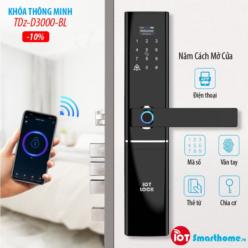 Khóa từ thông minh IOT LOCK D3000 cửa chính Wifi