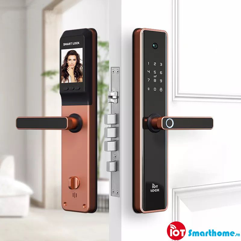 Khóa thông minh IOT LOCK F1000-BR Wifi camera và chuông cửa.